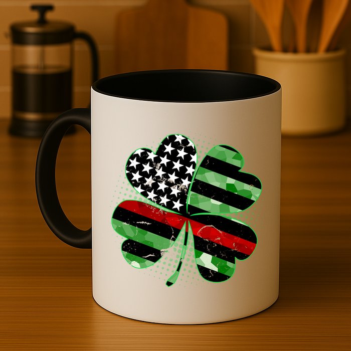 Thin Red Line St Patrick's Day Irish Clover Mug