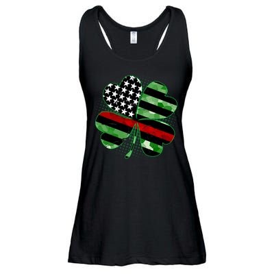 Thin Red Line St Patrick's Day Irish Clover Ladies Essential Flowy Tank