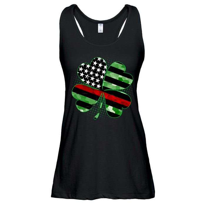 Thin Red Line St Patrick's Day Irish Clover Ladies Essential Flowy Tank