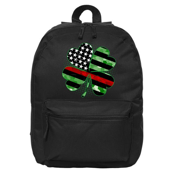 Thin Red Line St Patrick's Day Irish Clover 16 in Basic Backpack