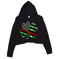 Thin Red Line St Patrick's Day Irish Clover Crop Fleece Hoodie