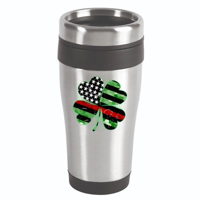 Thin Red Line St Patrick's Day Irish Clover 16oz Travel Tumbler