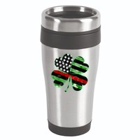 Thin Red Line St Patrick's Day Irish Clover 16oz Travel Tumbler