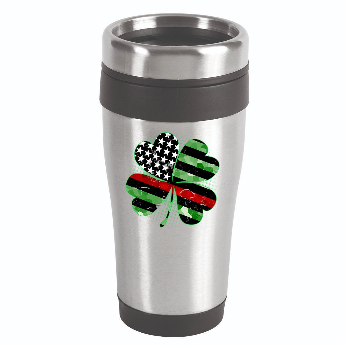 Thin Red Line St Patrick's Day Irish Clover 16oz Travel Tumbler