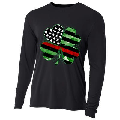 Thin Red Line St Patrick's Day Irish Clover Cooling Performance Long Sleeve Crew