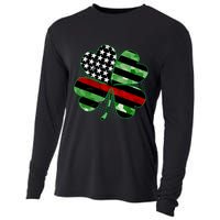 Thin Red Line St Patrick's Day Irish Clover Cooling Performance Long Sleeve Crew