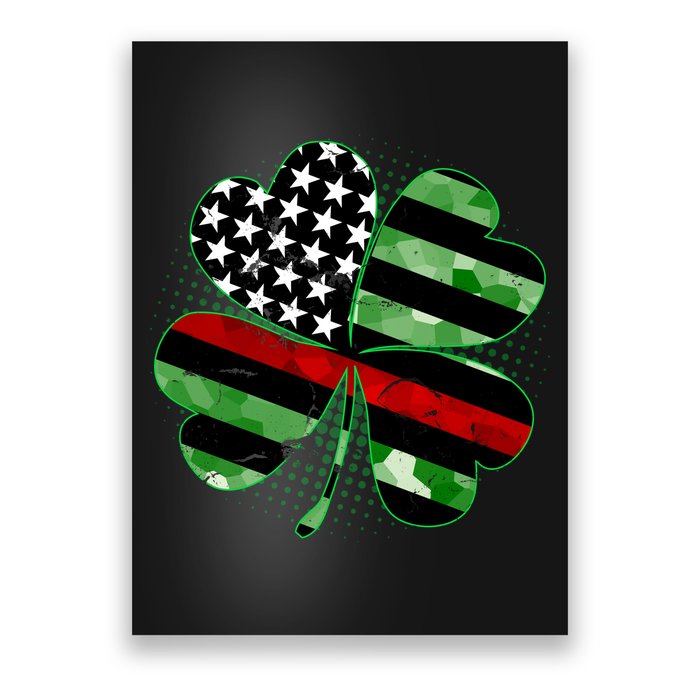 Thin Red Line St Patrick's Day Irish Clover Poster