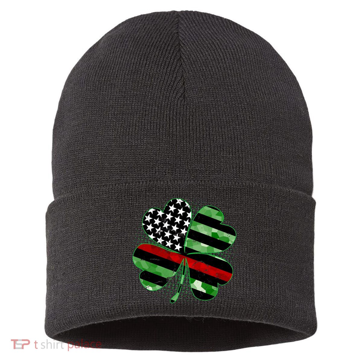Thin Red Line St Patrick's Day Irish Clover Sustainable Knit Beanie