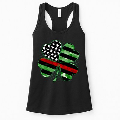 Thin Red Line St Patrick's Day Irish Clover Womens Tank Top
