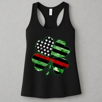 Thin Red Line St Patrick's Day Irish Clover Womens Tank Top