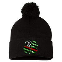 Thin Red Line St Patrick's Day Irish Clover Pom Pom 12in Knit Beanie