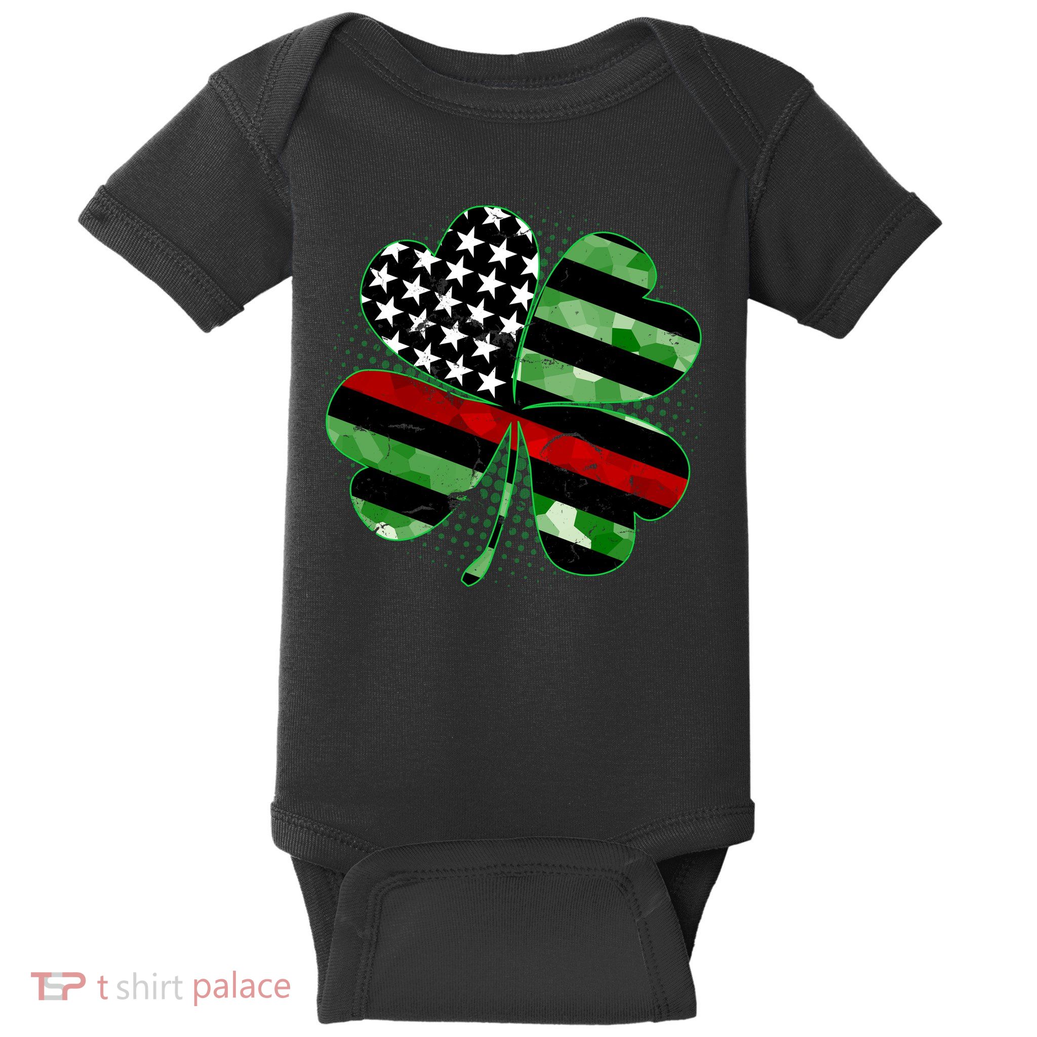 Thin Red Line St Patrick's Day Irish Clover Baby Bodysuit