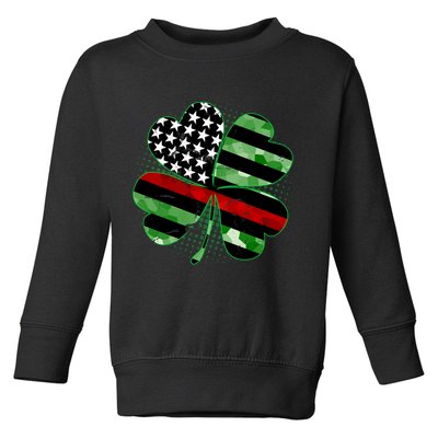 Thin Red Line St Patrick's Day Irish Clover Toddler Sweatshirt