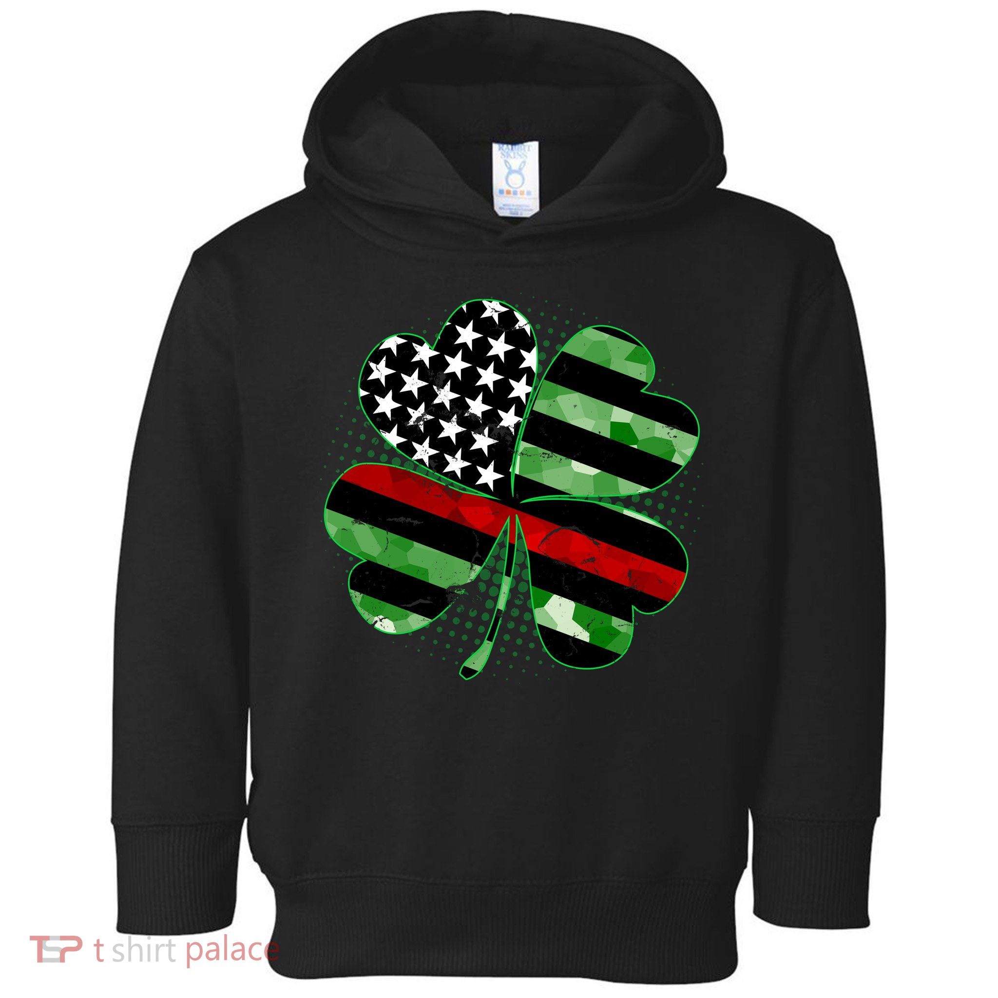 Thin Red Line St Patrick's Day Irish Clover Toddler Hoodie