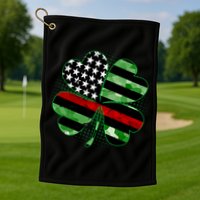 Thin Red Line St Patrick's Day Irish Clover Golf Towel