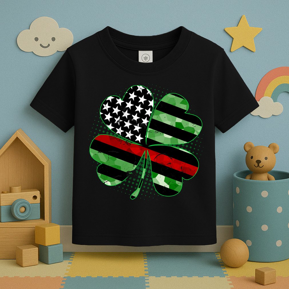 Thin Red Line St Patrick's Day Irish Clover Toddler T-Shirt