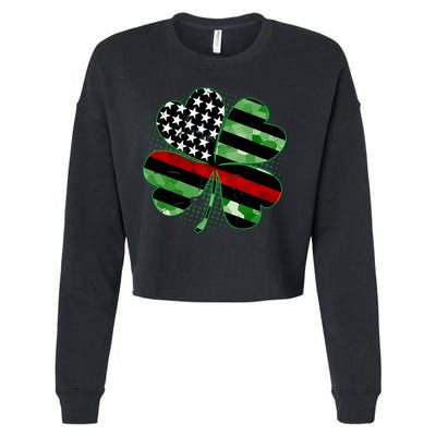 Thin Red Line St Patrick's Day Irish Clover Cropped Pullover Crew