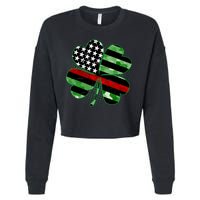 Thin Red Line St Patrick's Day Irish Clover Cropped Pullover Crew