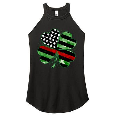 Thin Red Line St Patrick's Day Irish Clover Women's Perfect Tri Rocker Tank