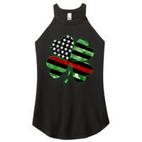 Thin Red Line St Patrick's Day Irish Clover Women's Perfect Tri Rocker Tank