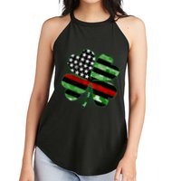 Thin Red Line St Patrick's Day Irish Clover Women's Perfect Tri Rocker Tank