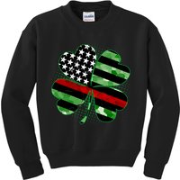 Thin Red Line St Patrick's Day Irish Clover Kids Sweatshirt