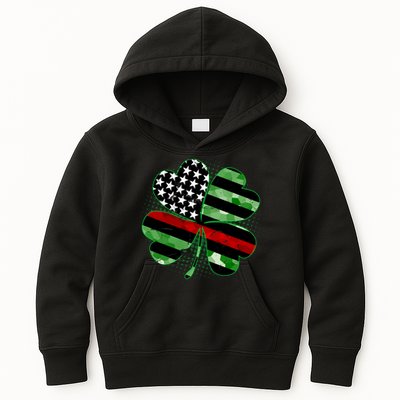 Thin Red Line St Patrick's Day Irish Clover Kids Hoodie