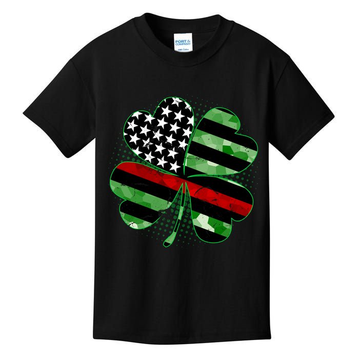 Thin Red Line St Patrick's Day Irish Clover Kids T-Shirt