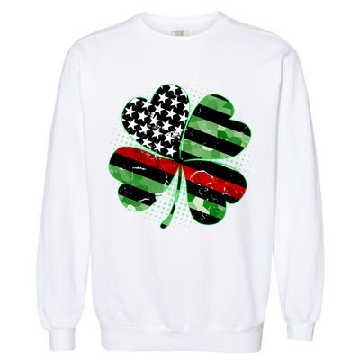 Thin Red Line St Patrick's Day Irish Clover Garment-Dyed Sweatshirt