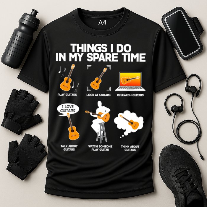 Things I Do In My Spare Time Guitar Fan Cooling Performance Crew T-Shirt