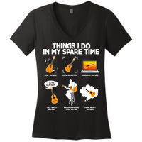 Things I Do In My Spare Time Guitar Fan Women's V-Neck T-Shirt