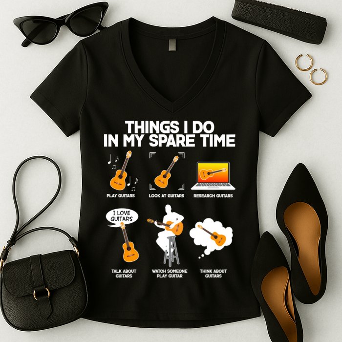 Things I Do In My Spare Time Guitar Fan Women's V-Neck T-Shirt