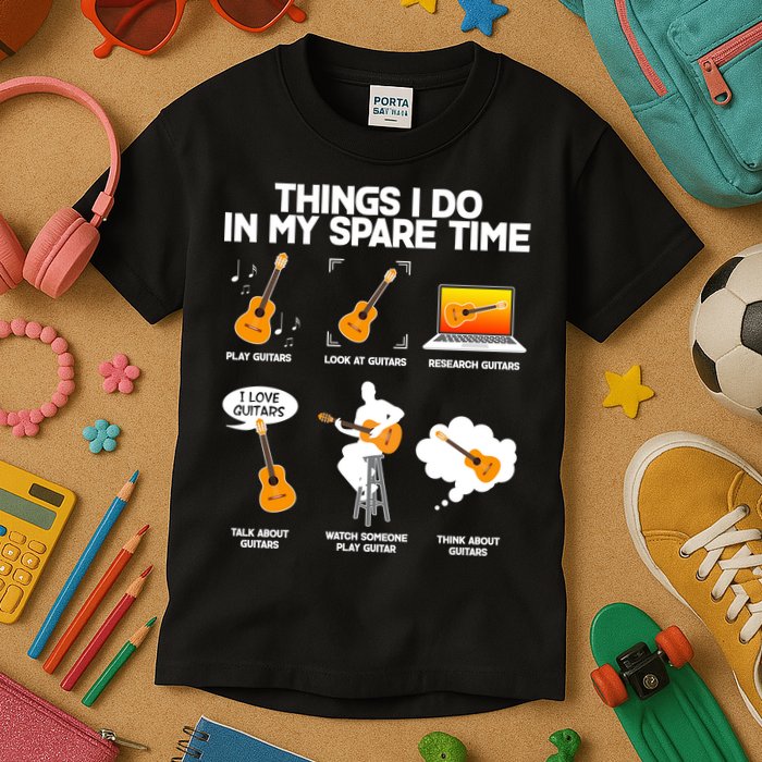 Things I Do In My Spare Time Guitar Fan Kids T-Shirt