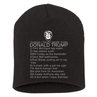 Things I Trust More Than Donald Trump Short Acrylic Beanie