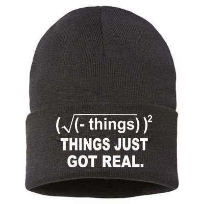 Things Just Got Real Funny Math Sustainable Knit Beanie