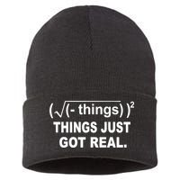 Things Just Got Real Funny Math Sustainable Knit Beanie