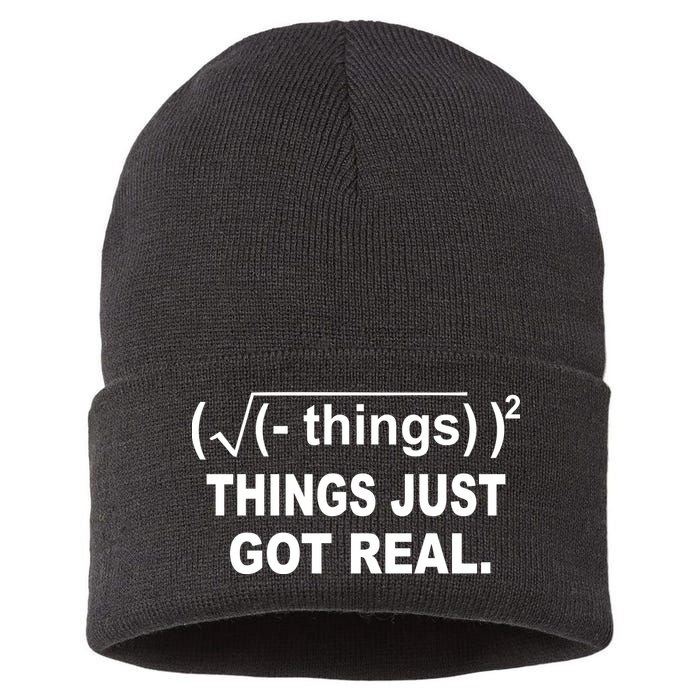 Things Just Got Real Funny Math Sustainable Knit Beanie
