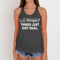 Things Just Got Real Funny Math Women's Knotted Racerback Tank