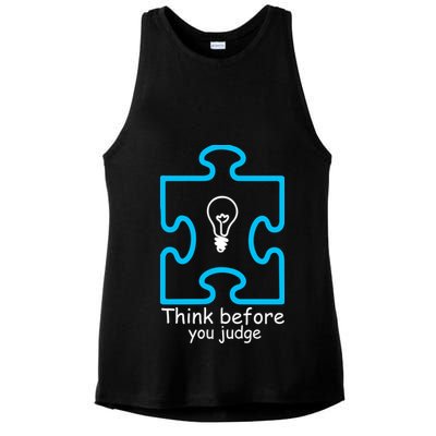 Think Before You Judge Autism Awareness  Ladies PosiCharge Tri-Blend Wicking Tank