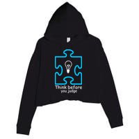 Think Before You Judge Autism Awareness  Crop Fleece Hoodie