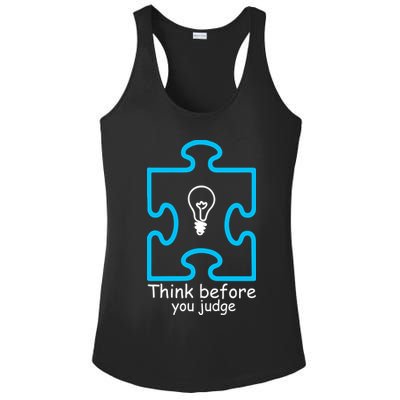 Think Before You Judge Autism Awareness  Ladies PosiCharge Competitor Racerback Tank