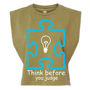 Think Before You Judge Autism Awareness  Garment-Dyed Women's Muscle Tee