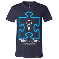 Think Before You Judge Autism Awareness  V-Neck T-Shirt