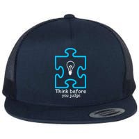 Think Before You Judge Autism Awareness  Flat Bill Trucker Hat