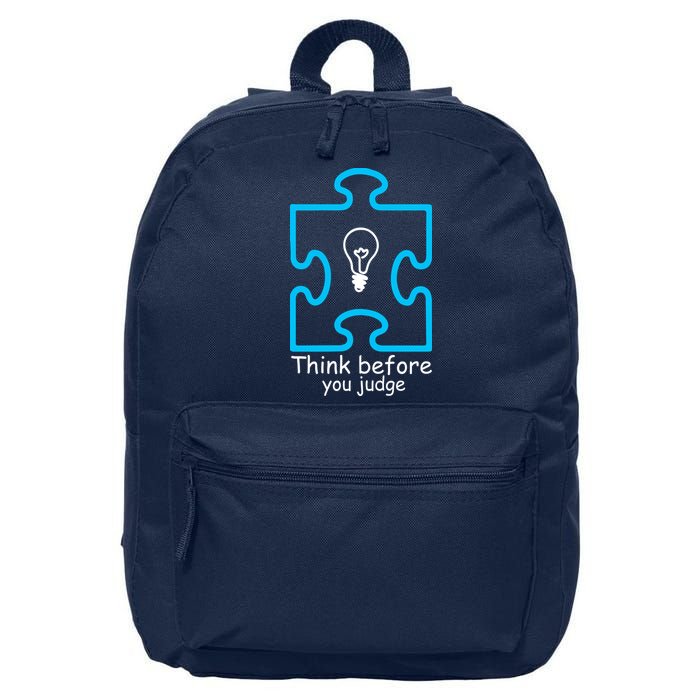 Think Before You Judge Autism Awareness  16 in Basic Backpack