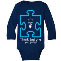 Think Before You Judge Autism Awareness  Baby Long Sleeve Bodysuit