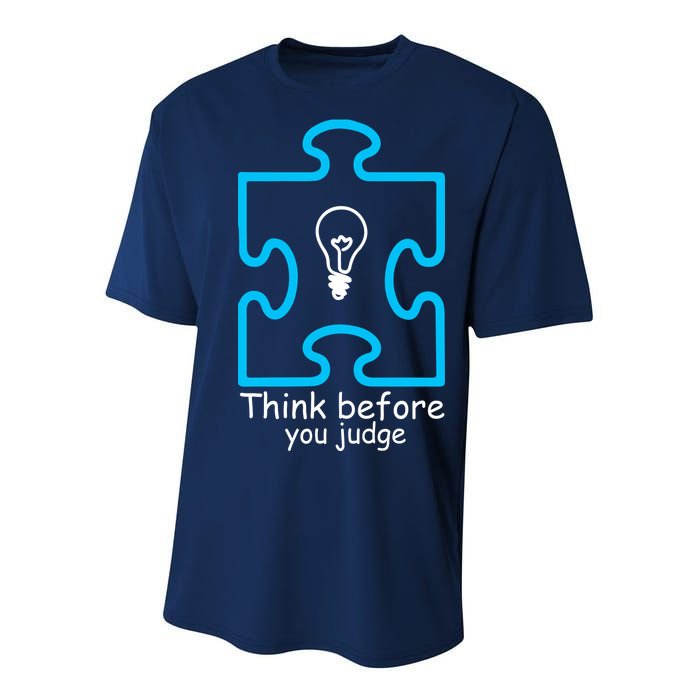 Think Before You Judge Autism Awareness  Youth Performance Sprint T-Shirt