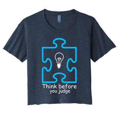 Think Before You Judge Autism Awareness  Crop Top