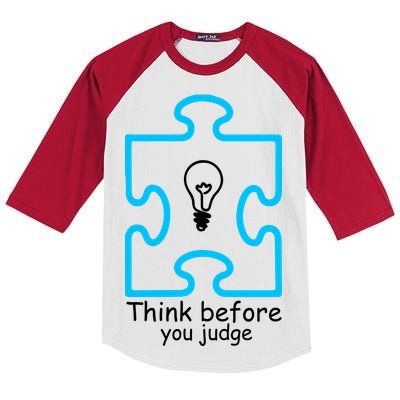 Think Before You Judge Autism Awareness  Kids Colorblock Raglan Jersey