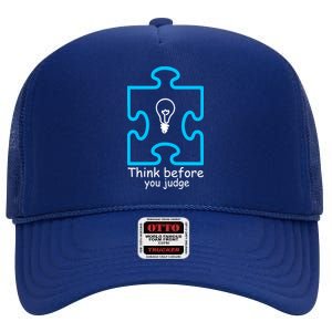 Think Before You Judge Autism Awareness  High Crown Mesh Back Trucker Hat